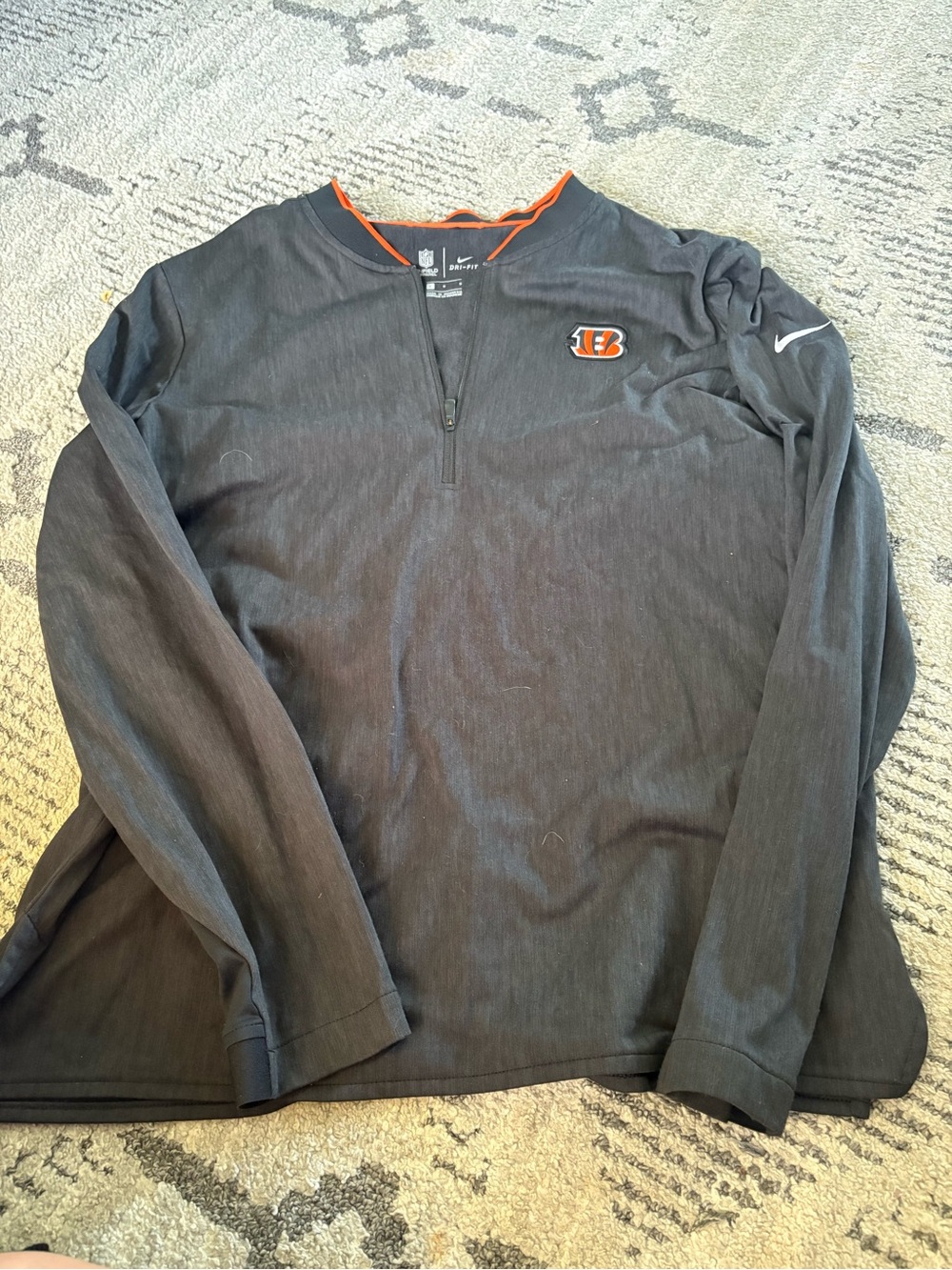 Nike Black and Orange Cincinnati Bengals 1/4 Zip Long Sleeve Pullover